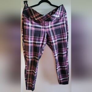 Torrid Black and Pink Plaid Leggings